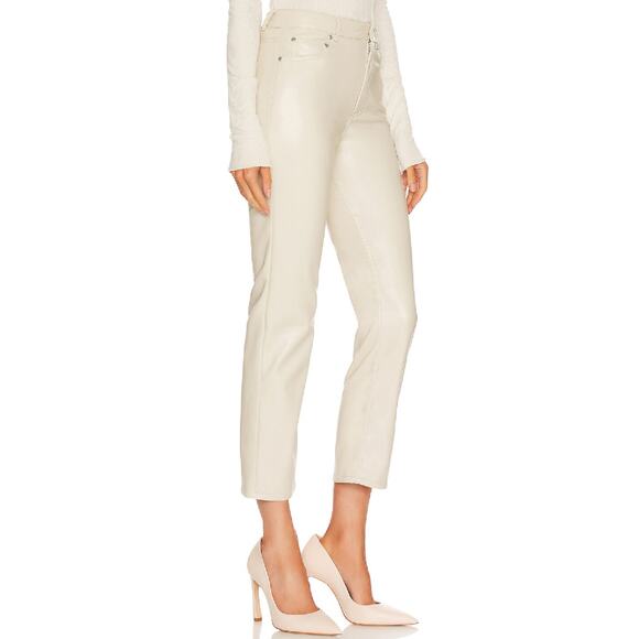 Jonathan Simkhai River High Rise Ceramic Cream Vegan Leather Pants 10 - Picture 3 of 12